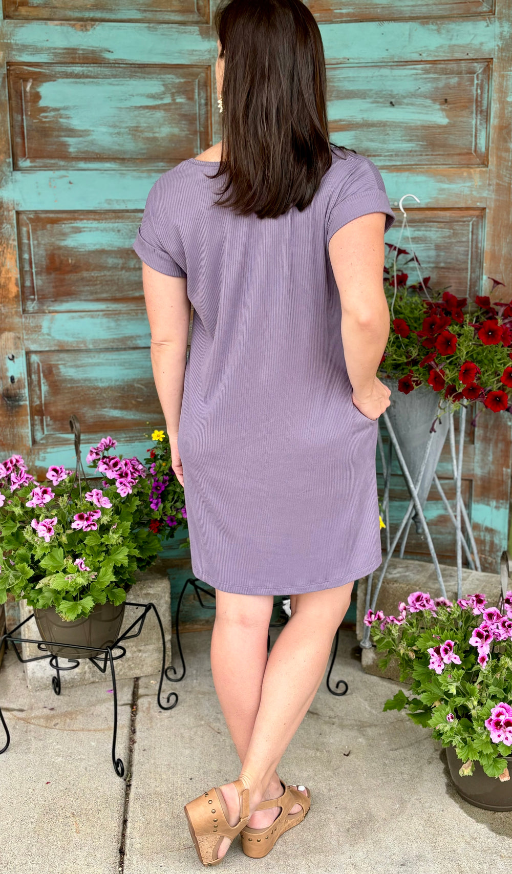 Basking in the Bliss Ribbed T-Shirt Dress-Dresses-Mittoshop-Evergreen Boutique, Women’s Fashion Boutique in Santa Claus, Indiana