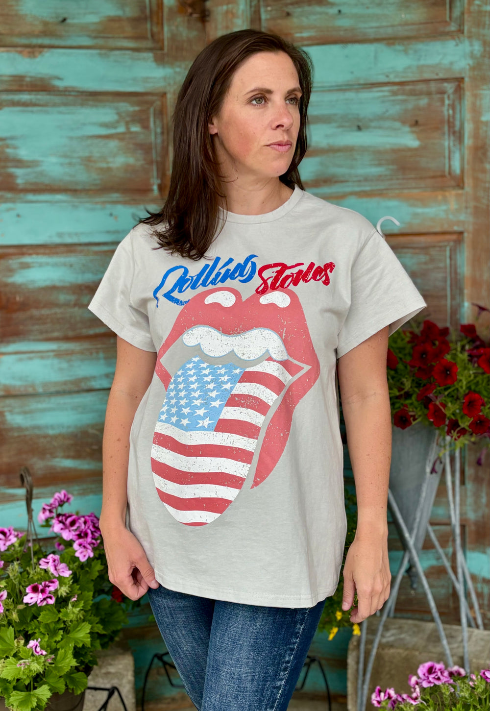 Rolling Stones Washed Graphic Tee-Graphic Tees-Fantastic Fawn-Evergreen Boutique, Women’s Fashion Boutique in Santa Claus, Indiana