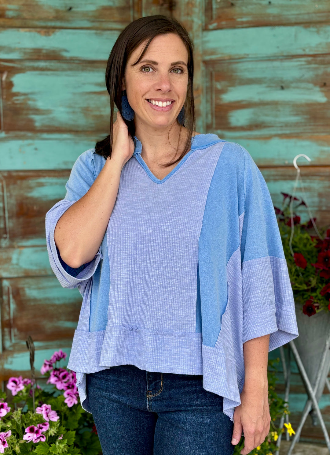 Ease Up Frayed Top-Long Sleeves-POL-Evergreen Boutique, Women’s Fashion Boutique in Santa Claus, Indiana