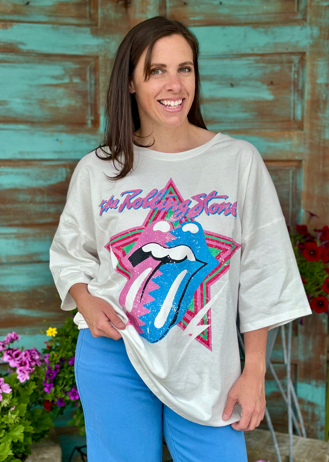Rolling Stones Pastel Graphic Tee-Graphic Tees-Fantastic Fawn-Evergreen Boutique, Women’s Fashion Boutique in Santa Claus, Indiana