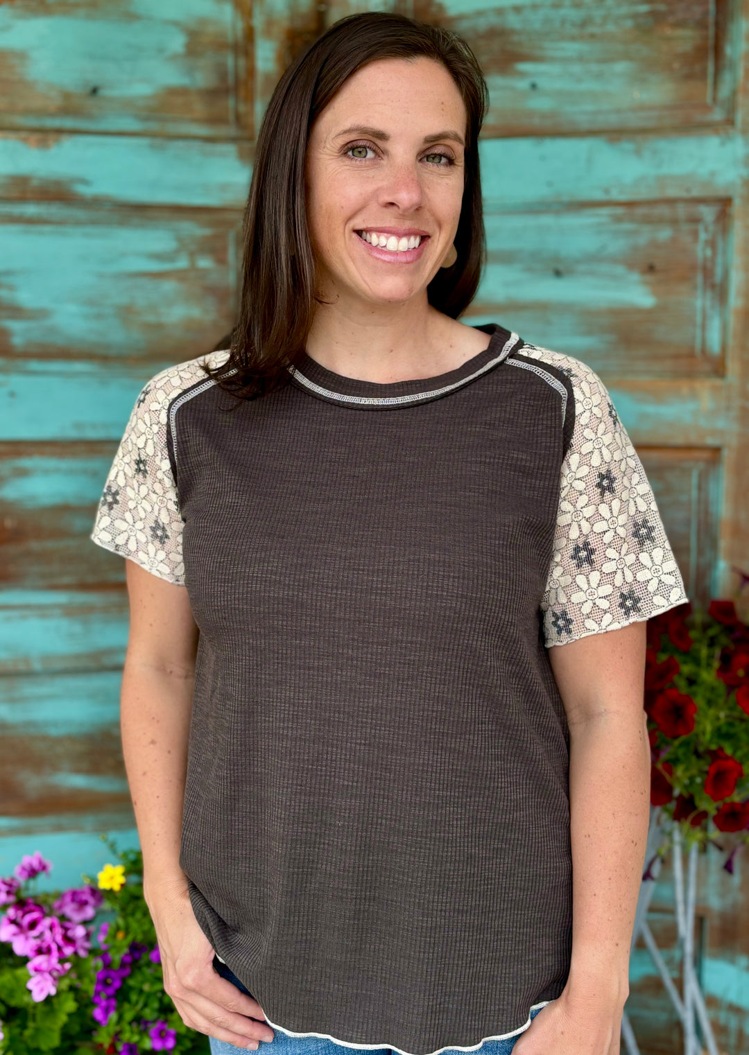 Blossom Tee-Short Sleeves-POL-Evergreen Boutique, Women’s Fashion Boutique in Santa Claus, Indiana