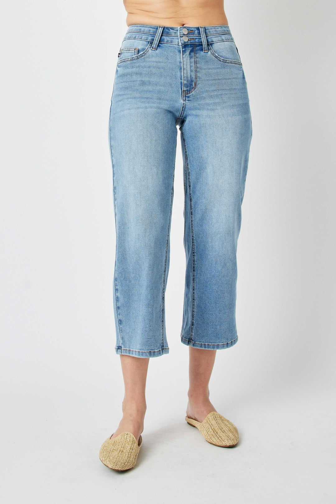 Judy Blue High Waist Cropped Wide Leg Jeans-Jeans-Judy Blue-Evergreen Boutique, Women’s Fashion Boutique in Santa Claus, Indiana