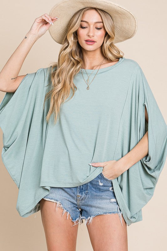 Queen For A Day Draped Sleeved Top-Short Sleeves-Heyson-Evergreen Boutique, Women’s Fashion Boutique in Santa Claus, Indiana