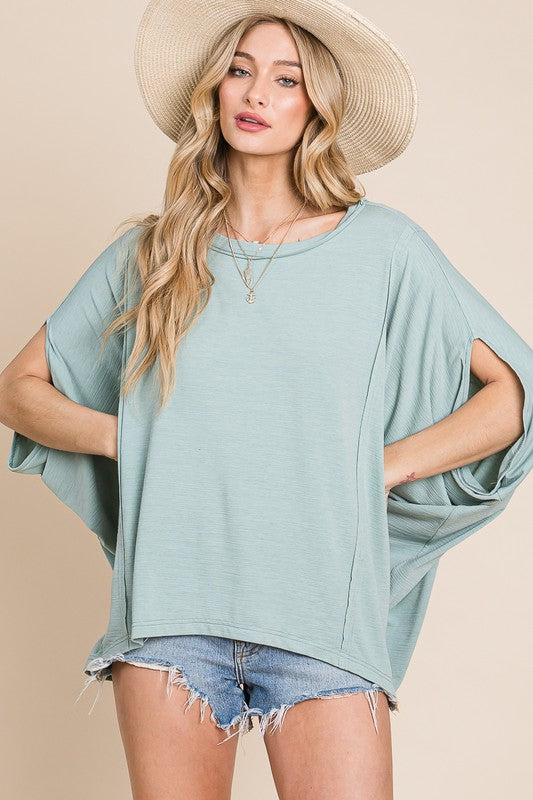 Queen For A Day Draped Sleeved Top-Short Sleeves-Heyson-Evergreen Boutique, Women’s Fashion Boutique in Santa Claus, Indiana