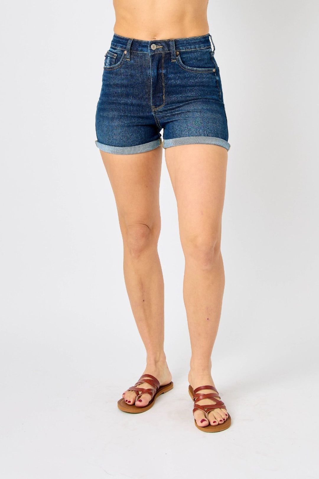 Judy Blue High Rise Cool Denim Shorts-Shorts-Judy Blue-Evergreen Boutique, Women’s Fashion Boutique in Santa Claus, Indiana