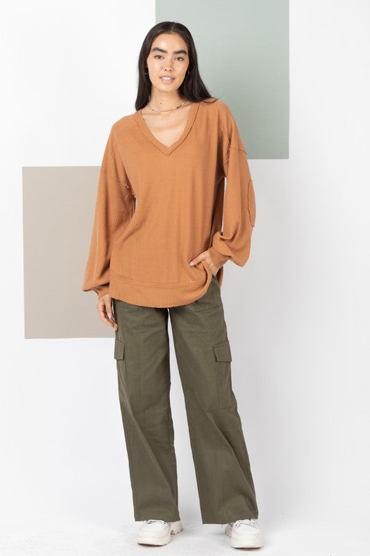 Easy On Me Elbow Patch Knit Top-Long Sleeves-Very J-Evergreen Boutique, Women’s Fashion Boutique in Santa Claus, Indiana