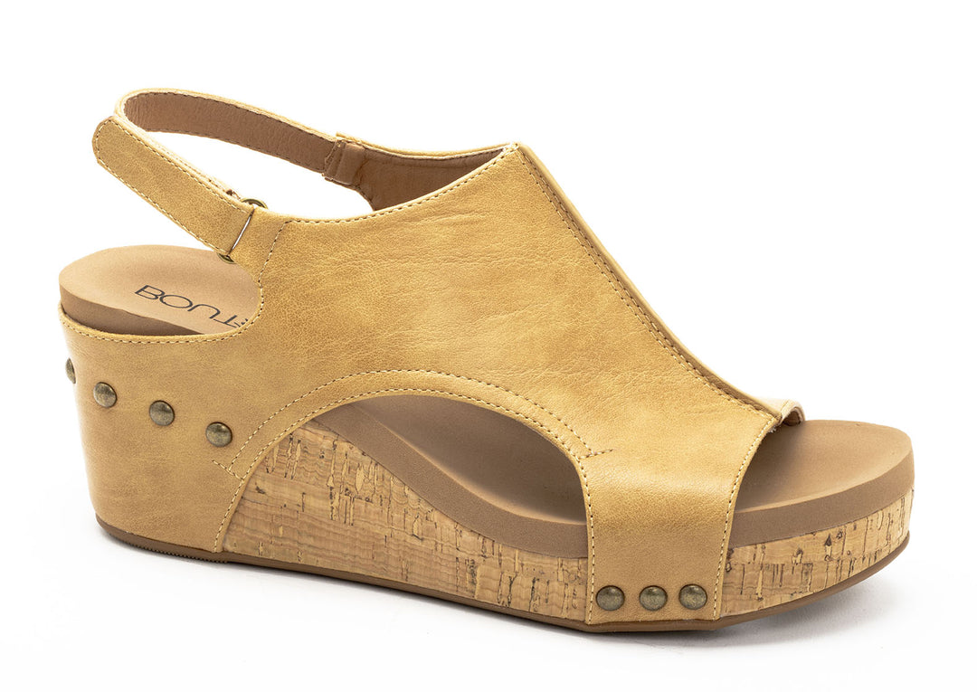 Corkys Carley, Caramel Smooth Wedges-Sandals-Corkys-Evergreen Boutique, Women’s Fashion Boutique in Santa Claus, Indiana