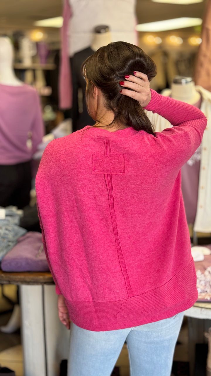 Zenana Brushed Melange Hacci Dolman Sleeve Sweater-Sweaters-Zenana-Evergreen Boutique, Women’s Fashion Boutique in Santa Claus, Indiana