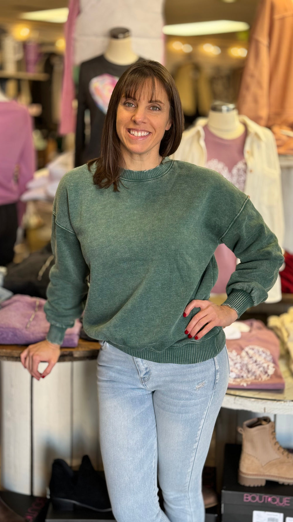 Zenana Acid Wash Fleece Oversized Pullover-Sweatshirts-Zenana-Evergreen Boutique, Women’s Fashion Boutique in Santa Claus, Indiana