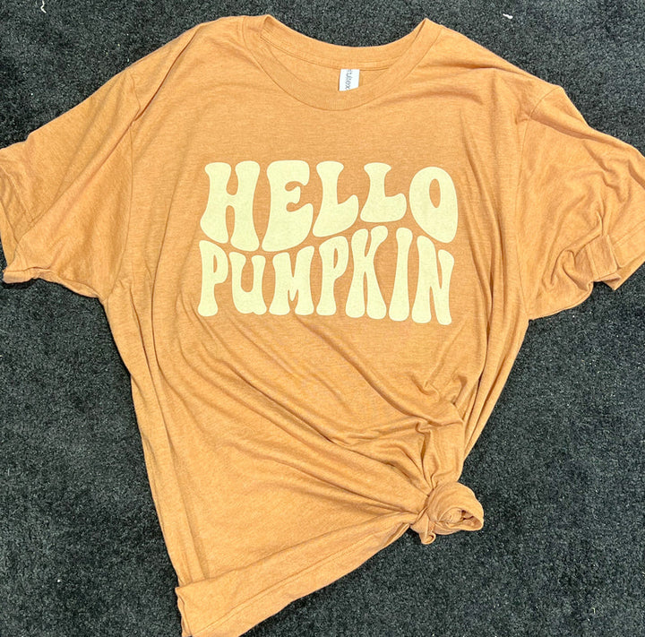 Hello Pumpkin Graphic Tee-Graphic Tees-Envy Stylz-Evergreen Boutique, Women’s Fashion Boutique in Santa Claus, Indiana