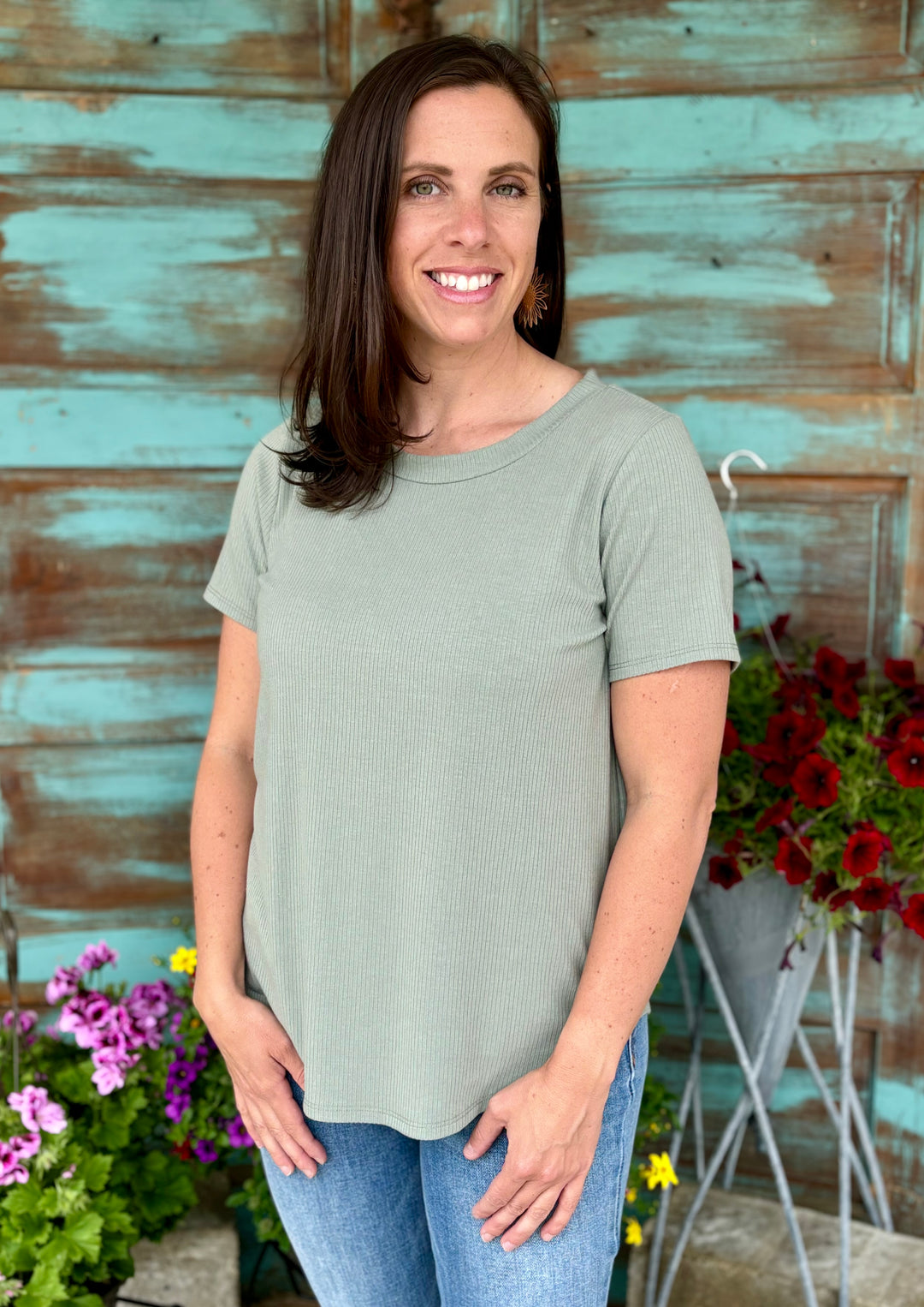 Relax Mode Ribbed Tee-Short Sleeves-Mittoshop-Evergreen Boutique, Women’s Fashion Boutique in Santa Claus, Indiana