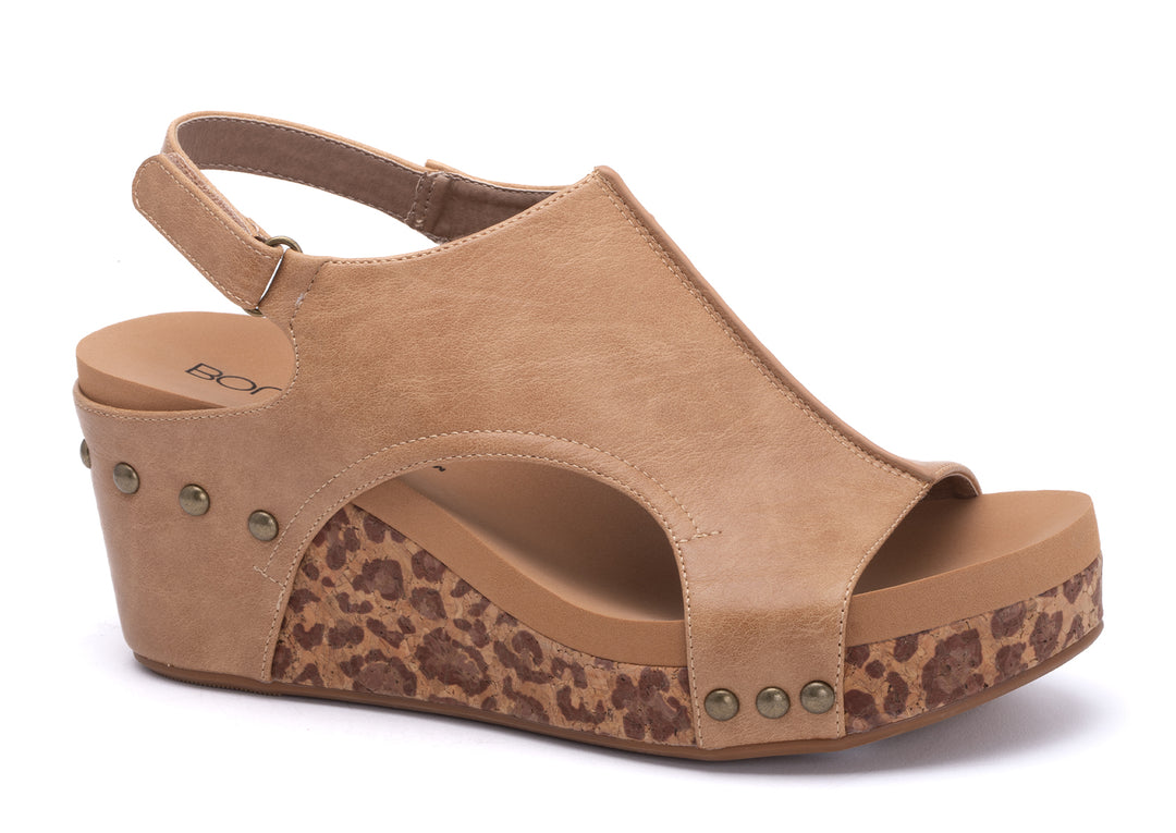 Corkys Carley Taupe Smooth Leopard-Sandals-Corkys-Evergreen Boutique, Women’s Fashion Boutique in Santa Claus, Indiana