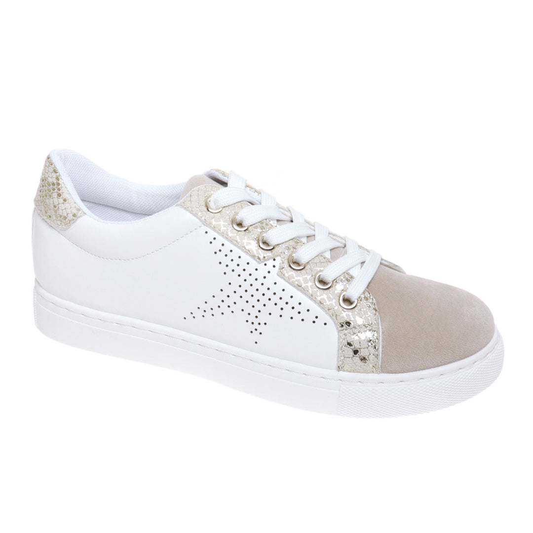 Outwoods Fast Star Sneaker With Suede Toe And Gold Trim-Sneakers-Olem Shoe-Evergreen Boutique, Women’s Fashion Boutique in Santa Claus, Indiana