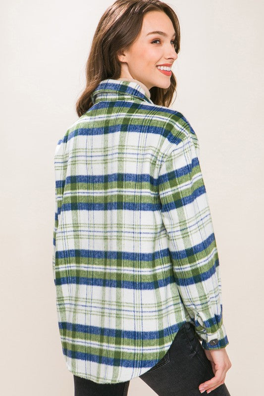 Plaid Shacket With Double Pockets-Shackets-Love Tree-Evergreen Boutique, Women’s Fashion Boutique in Santa Claus, Indiana
