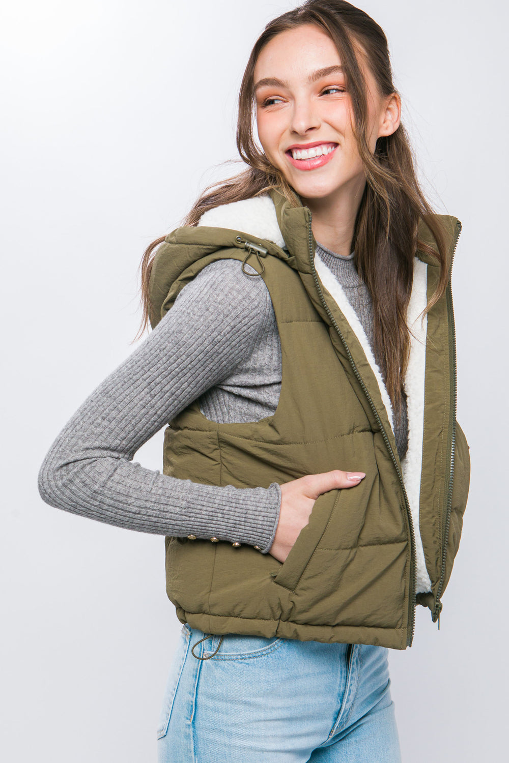 February Stars Fleece Lined Puffer Vest | Two Colors-Vests-Love Tree-Evergreen Boutique, Women’s Fashion Boutique in Santa Claus, Indiana