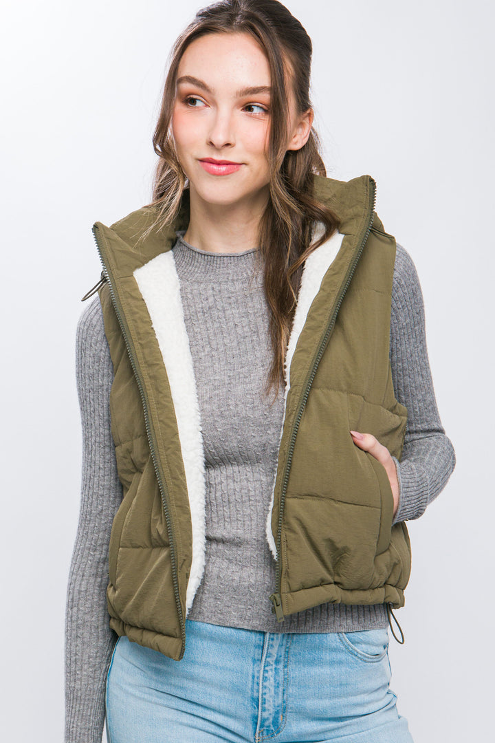 February Stars Fleece Lined Puffer Vest | Two Colors-Vests-Love Tree-Evergreen Boutique, Women’s Fashion Boutique in Santa Claus, Indiana