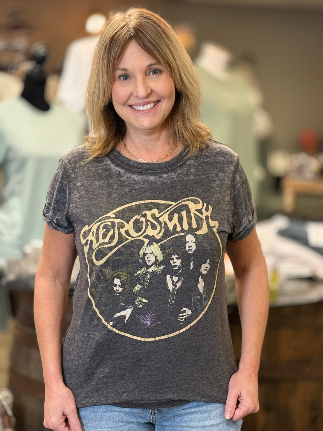 Aerosmith Back in the Saddle Burnout-Graphic Tees-Recycled Karma-Evergreen Boutique, Women’s Fashion Boutique in Santa Claus, Indiana