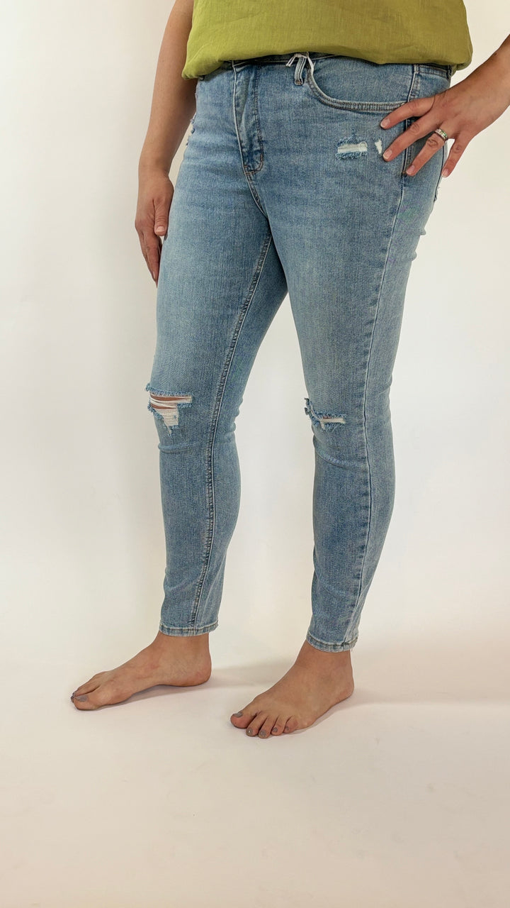 Judy Blue Tummy Control Destroy Skinny Jeans-Jeans-Judy Blue-Evergreen Boutique, Women’s Fashion Boutique in Santa Claus, Indiana