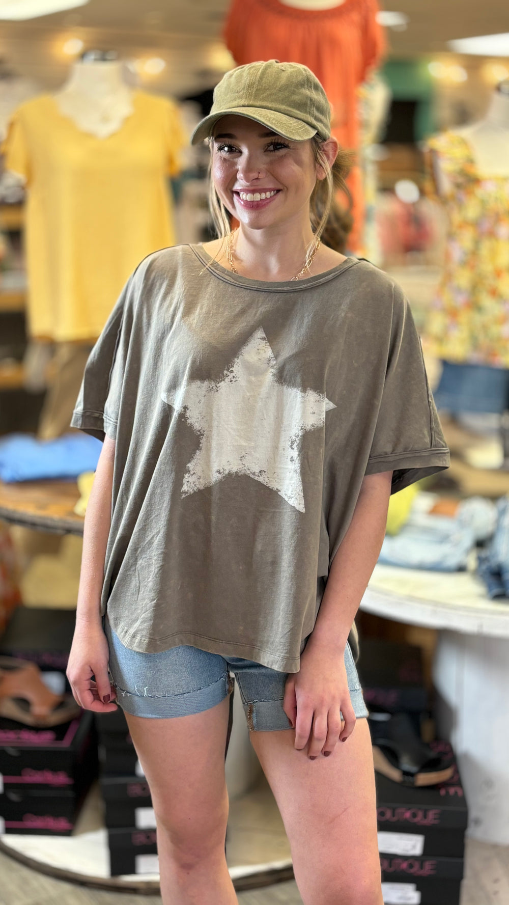 Star Mineral Washed Tee-Short Sleeves-Easel-Evergreen Boutique, Women’s Fashion Boutique in Santa Claus, Indiana