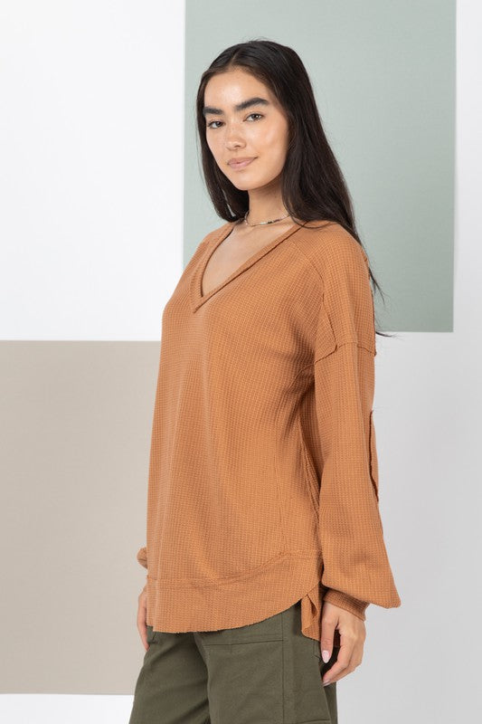 Easy On Me Elbow Patch Knit Top-Long Sleeves-Very J-Evergreen Boutique, Women’s Fashion Boutique in Santa Claus, Indiana