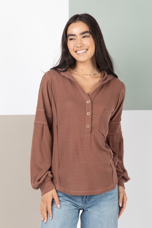 On The Road Again Hooded Knit Top-Long Sleeves-Very J-Evergreen Boutique, Women’s Fashion Boutique in Santa Claus, Indiana