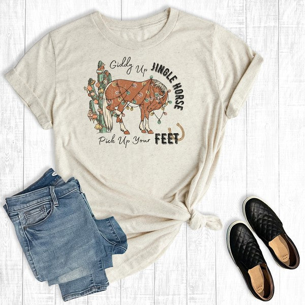 Western Christmas Giddy Upon-Graphic Tees-The Way Down South-Evergreen Boutique, Women’s Fashion Boutique in Santa Claus, Indiana