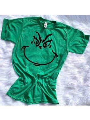Grinch Face Tee-Graphic Tees-Imperial Apparel Design-Evergreen Boutique, Women’s Fashion Boutique in Santa Claus, Indiana