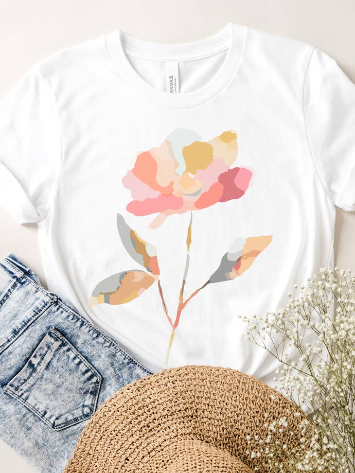 Watercolor Floral Tee-Graphic Tees-Par.tees by Party On!-Evergreen Boutique, Women’s Fashion Boutique in Santa Claus, Indiana