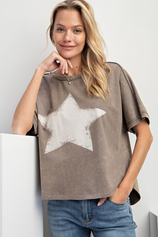 Star Mineral Washed Tee-Short Sleeves-Easel-Evergreen Boutique, Women’s Fashion Boutique in Santa Claus, Indiana