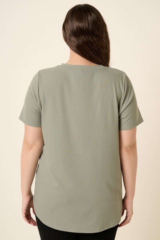 Casual Ease Ribbed Top-Short Sleeves-Mittoshop-Evergreen Boutique, Women’s Fashion Boutique in Santa Claus, Indiana