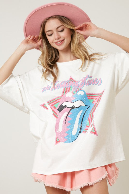 Rolling Stones Pastel Graphic Tee-Graphic Tees-Fantastic Fawn-Evergreen Boutique, Women’s Fashion Boutique in Santa Claus, Indiana