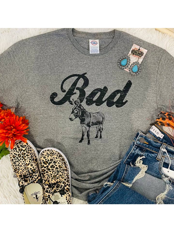 Bad Ass Tee-Short Sleeves-P&PD Wholesale-Evergreen Boutique, Women’s Fashion Boutique in Santa Claus, Indiana