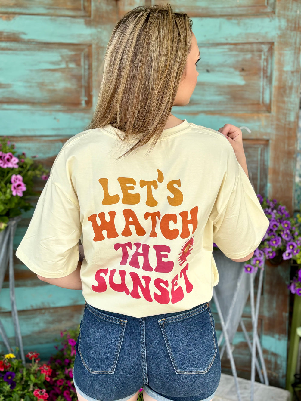 Let's Watch The Sunset Tee-Graphic Tees-Dear Lover-Evergreen Boutique, Women’s Fashion Boutique in Santa Claus, Indiana