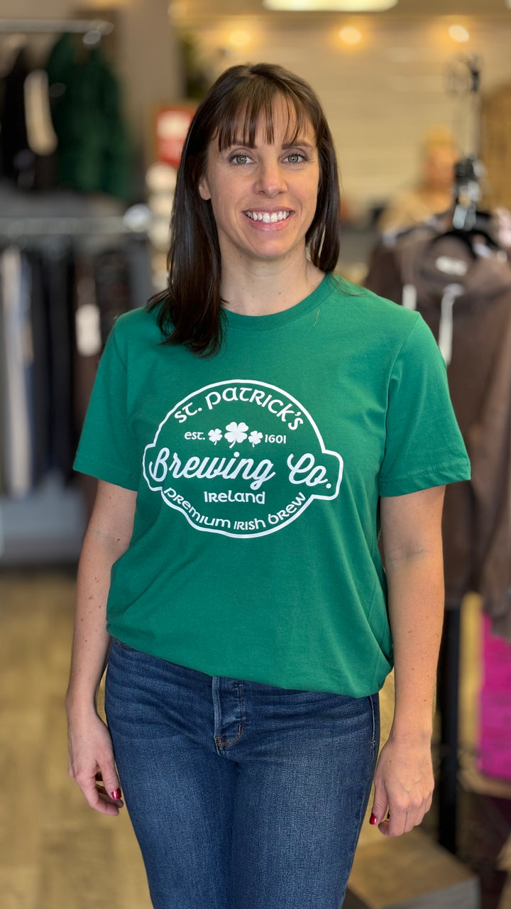 St Patricks Brewing Co Tee-Graphic Tees-Exclusive Thredz-Evergreen Boutique, Women’s Fashion Boutique in Santa Claus, Indiana
