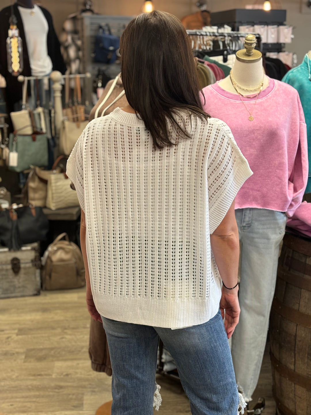 Roxy Boxy Open Knit Top-Short Sleeves-Gilli-Evergreen Boutique, Women’s Fashion Boutique in Santa Claus, Indiana