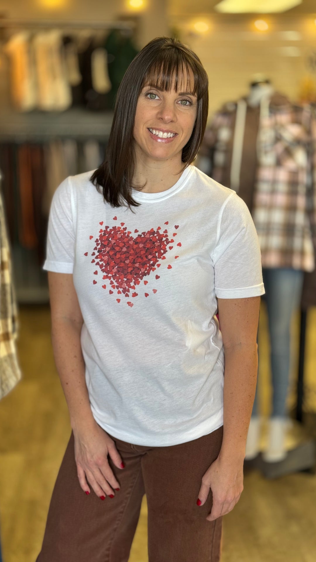 Valentine's Day Love 3D Heart Graphic Tee-Graphic Tees-Funk Town Tees-Evergreen Boutique, Women’s Fashion Boutique in Santa Claus, Indiana