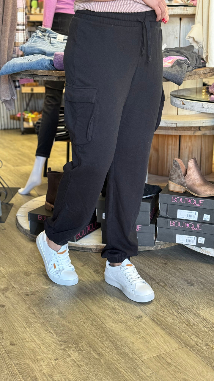 Felicia Fleece Cargo Pants-Pants-Rae Mode-Evergreen Boutique, Women’s Fashion Boutique in Santa Claus, Indiana