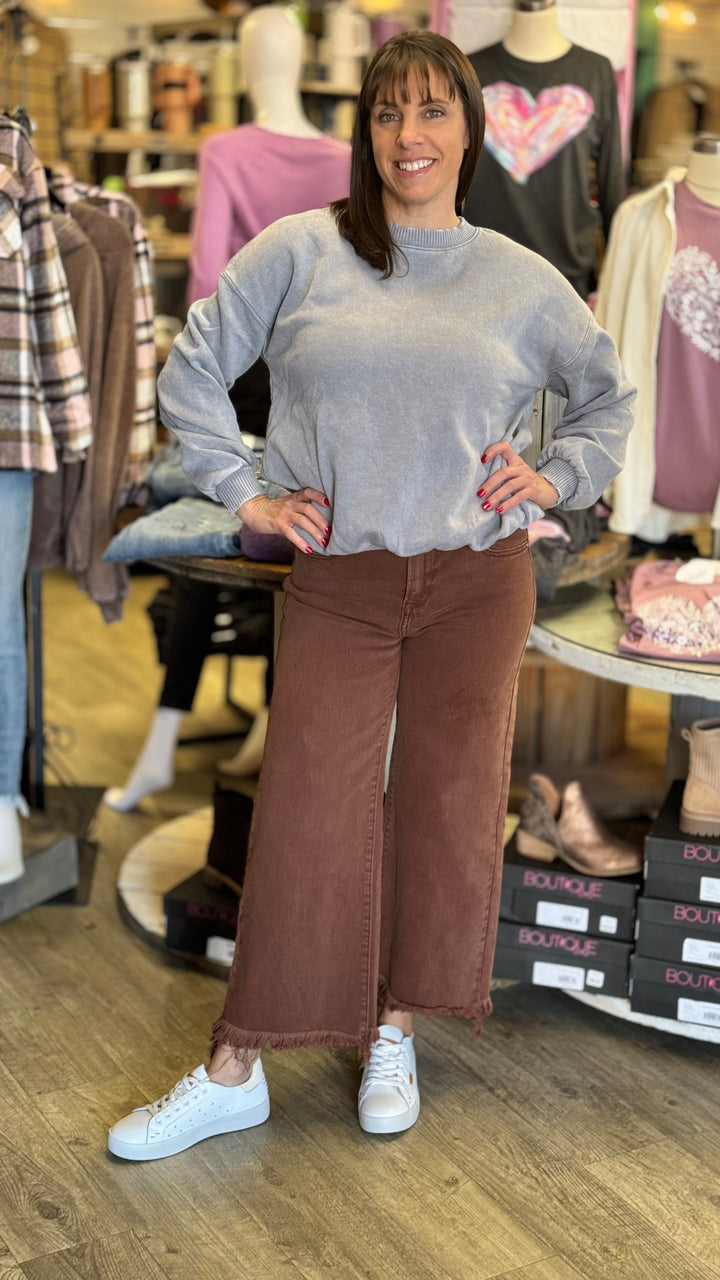 Risen High Rise Wide Leg Jeans | Espresso-Jeans-Risen-Evergreen Boutique, Women’s Fashion Boutique in Santa Claus, Indiana
