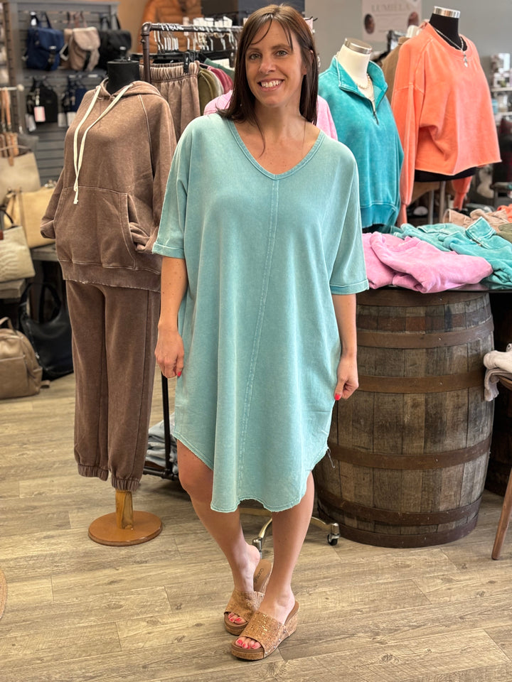 Tuesday Terry Knit Tunic Dress-Dresses-Easel-Evergreen Boutique, Women’s Fashion Boutique in Santa Claus, Indiana