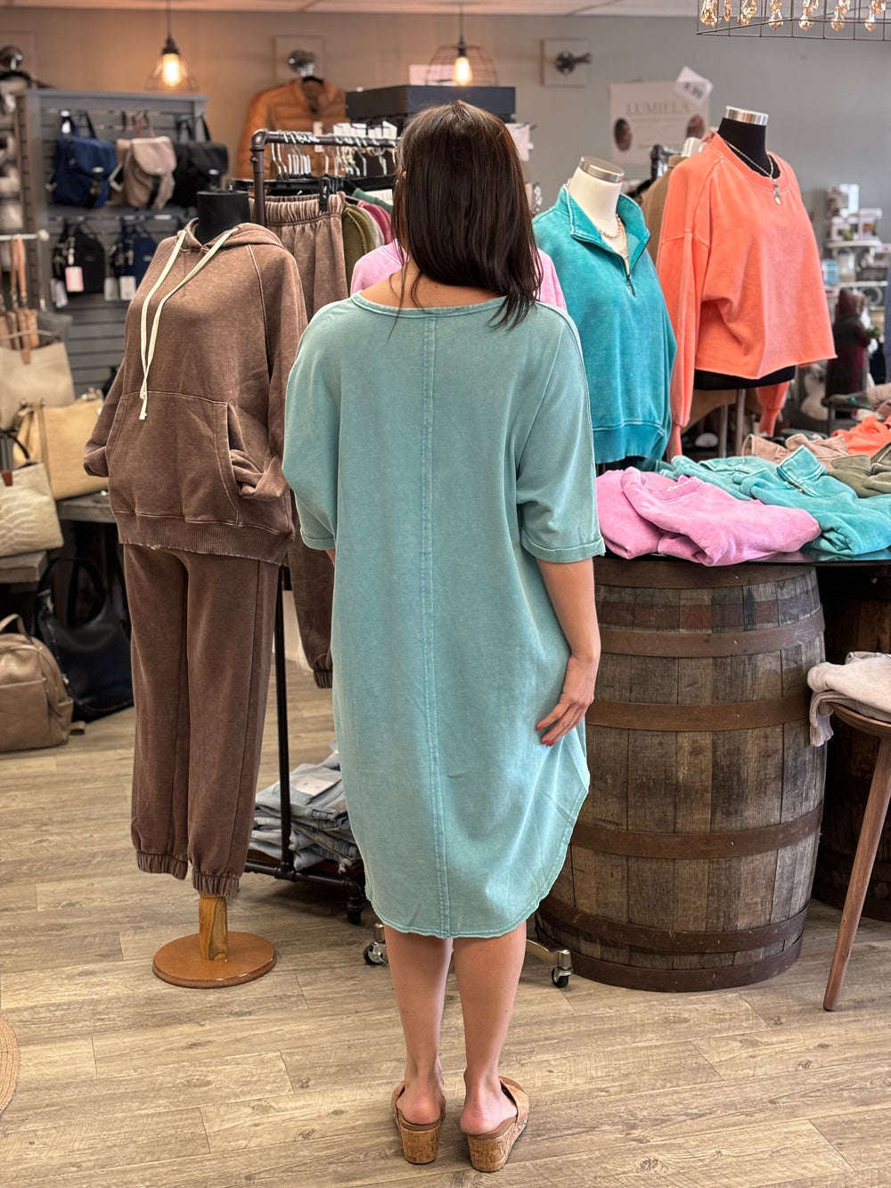 Tuesday Terry Knit Tunic Dress-Dresses-Easel-Evergreen Boutique, Women’s Fashion Boutique in Santa Claus, Indiana