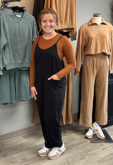 Taylor Cami Jumpsuit-Rompers & Jumpsuits-Final Touch-Evergreen Boutique, Women’s Fashion Boutique in Santa Claus, Indiana