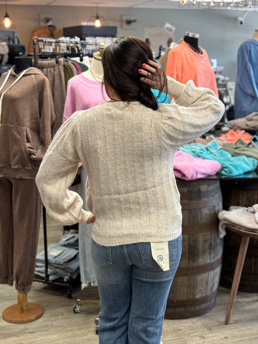 Forever Yours Puff Sleeved Cardigan-Cardigans-Listicle-Evergreen Boutique, Women’s Fashion Boutique in Santa Claus, Indiana