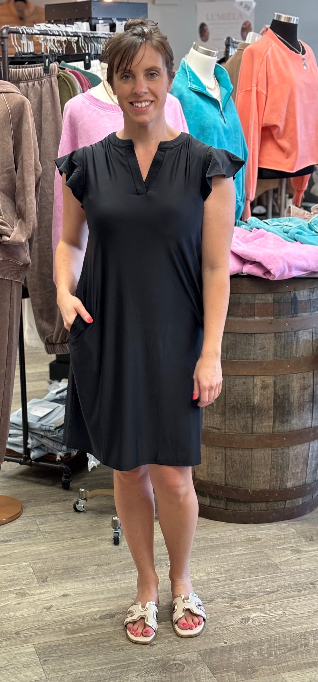 Cambria V-Neck Dress-Dresses-Aryeh-Evergreen Boutique, Women’s Fashion Boutique in Santa Claus, Indiana