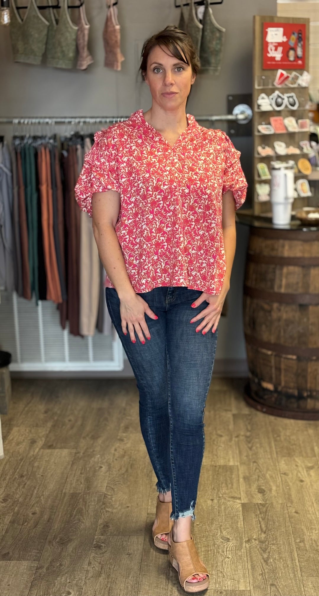 Petal Princess Ruffled Sleeved Top-Short Sleeves-Entro-Evergreen Boutique, Women’s Fashion Boutique in Santa Claus, Indiana
