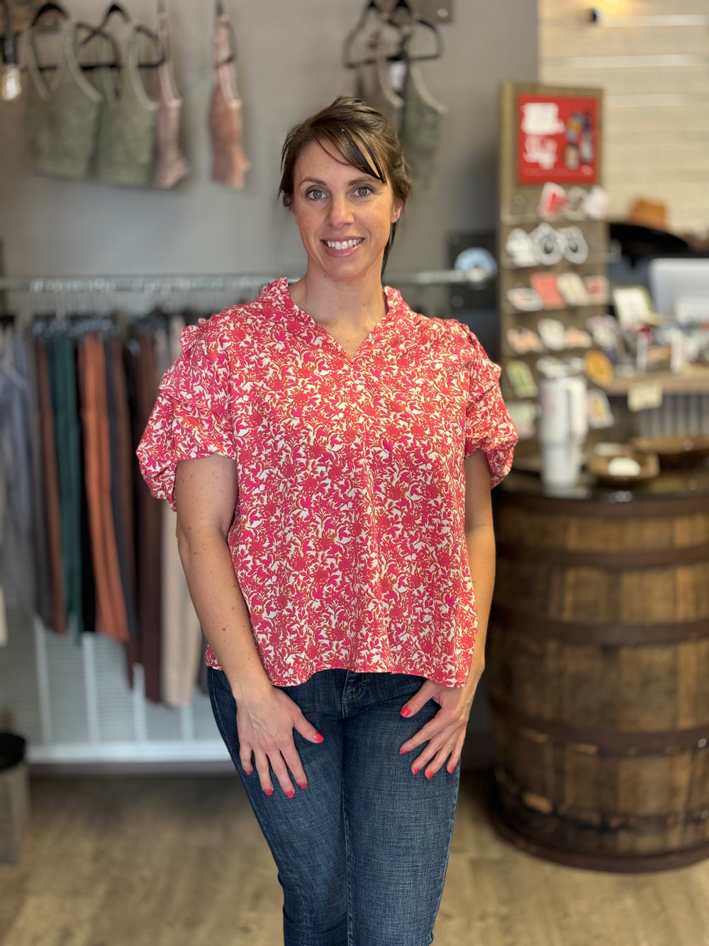 Petal Princess Ruffled Sleeved Top-Short Sleeves-Entro-Evergreen Boutique, Women’s Fashion Boutique in Santa Claus, Indiana