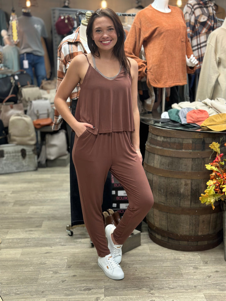 Chase Around Sleeveless Jersey Jumpsuit-Rompers & Jumpsuits-Hyfve-Evergreen Boutique, Women’s Fashion Boutique in Santa Claus, Indiana
