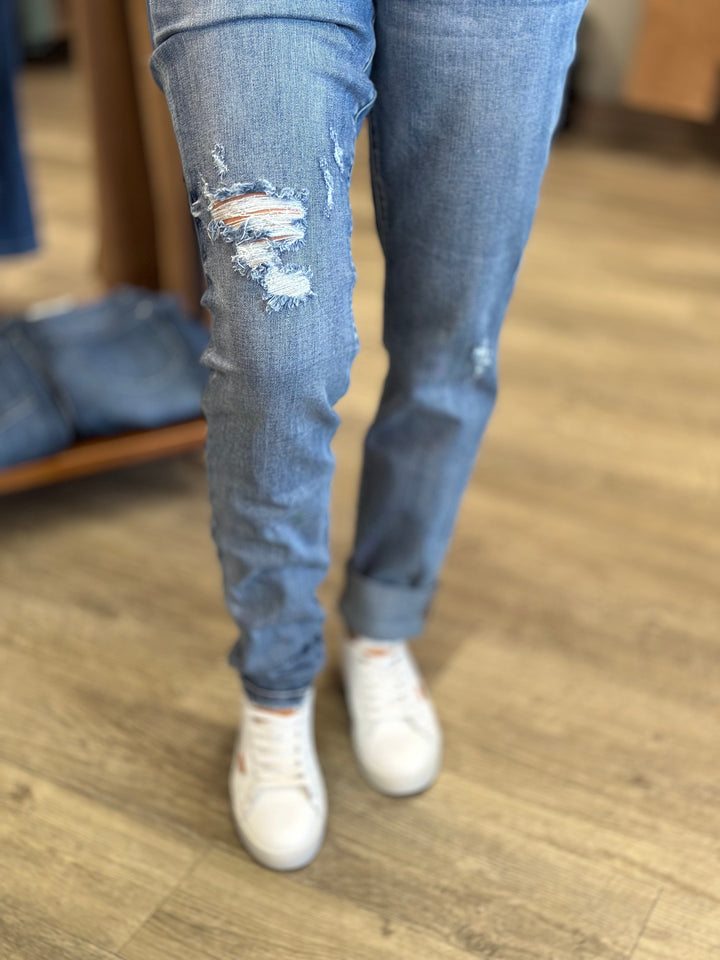 Judy Blue Here at Last Button Fly Boyfriend Jeans-Jeans-Judy Blue-Evergreen Boutique, Women’s Fashion Boutique in Santa Claus, Indiana