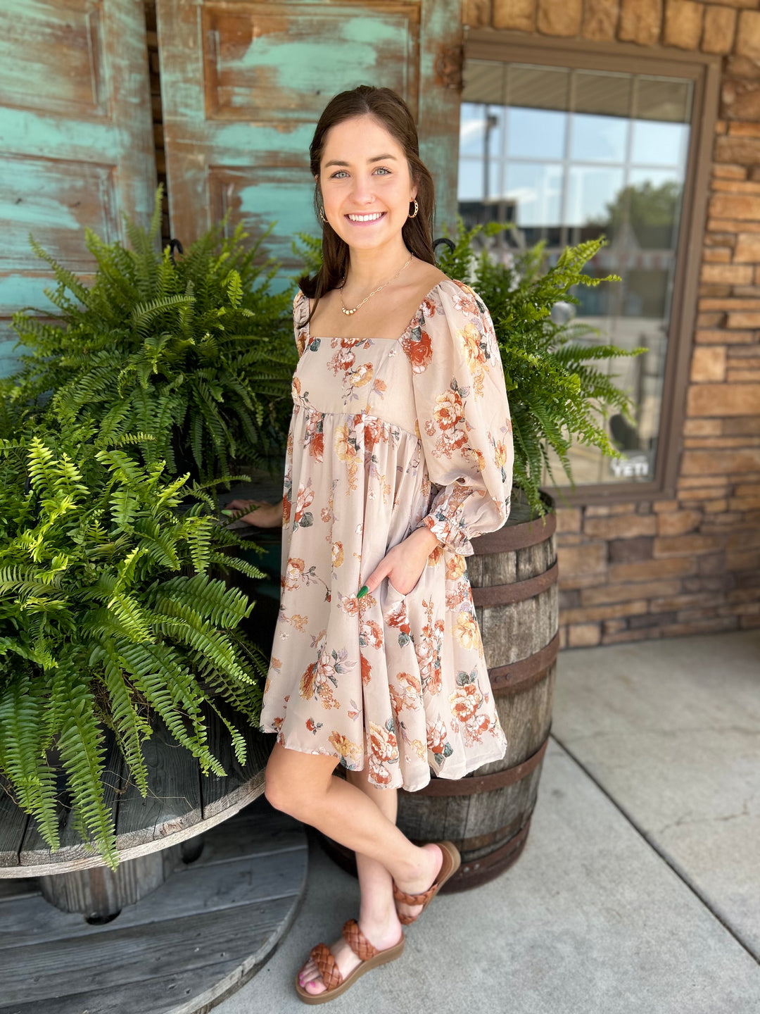Babydoll Style Floral Print Dress-Dresses-Sweet Lemon-Evergreen Boutique, Women’s Fashion Boutique in Santa Claus, Indiana