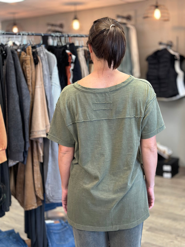 Anything But Basic Side Slit Tee-Short Sleeves-Rae Mode-Evergreen Boutique, Women’s Fashion Boutique in Santa Claus, Indiana