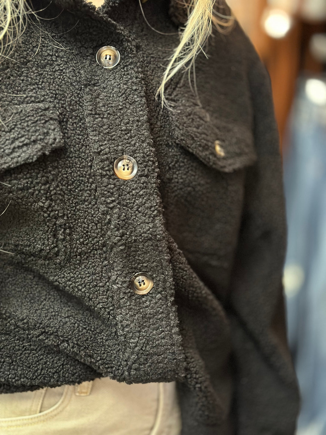 Teddy Plush Button Down Jacket-Jackets-Reborn J-Evergreen Boutique, Women’s Fashion Boutique in Santa Claus, Indiana
